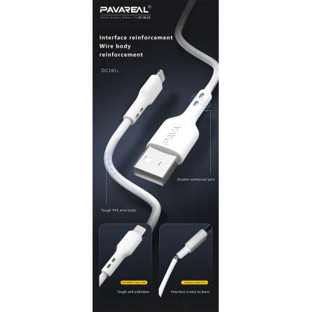 Cable Data Lightning PAVAREAL 1 mètre DC-181 Charge Rapide 3A